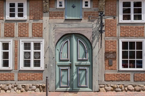 Historic Abthaus, half-timbered house, Old Town, Hanseatic City of Buxtehude, Old Country, Lower