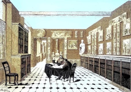 Victor Cousin Library in the Sorbonne College, 1869, Paris, France, Historic, digitally restored