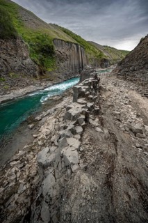 Stuðlagil Canyon, turquoise river between basalt columns, Egilsstadir, Iceland, Europe