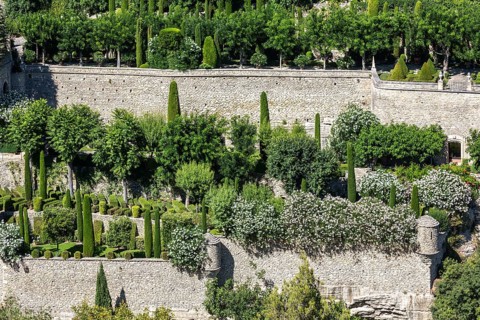 Gardens in the old town of Gordes, Vaucluse, Provence-Alpes-Cote dAzur, Provence, South of France,