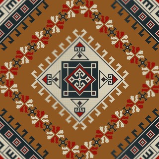 Traditional Georgian folk art embroidery vector pattern