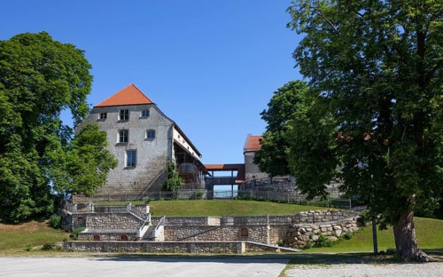 Open-air stage, Frauenstein Castle, Mining, Innviertel, Upper Austria, Austria, Europe