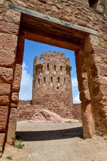 Tower on the Castell de Vilafamés, Castle, Vilafamés, Province of Castellón, Valencian Community,