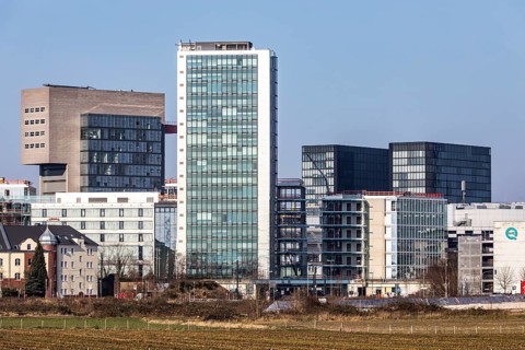 Düsseldorf-Hamm, Düsseldorf city centre skyline, Media Harbour