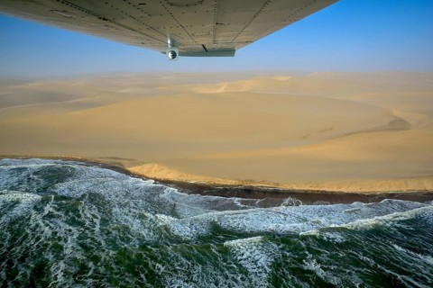 Aerial view, sand dunes at the Atlantic coast, aerial view, at Sandwich Harbour,
