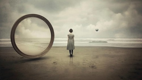 Abstract conceptual for A young woman longing. generative AI