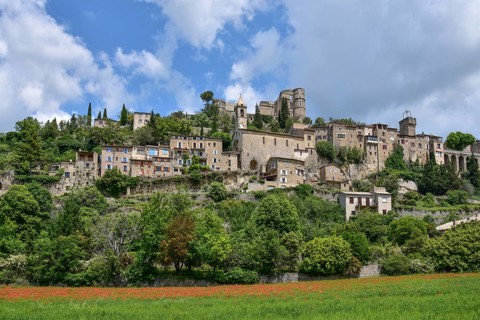 The village of Montbrun-les-Bains in the department of Drôme in the Auvergne-Rhône-Alpes region,
