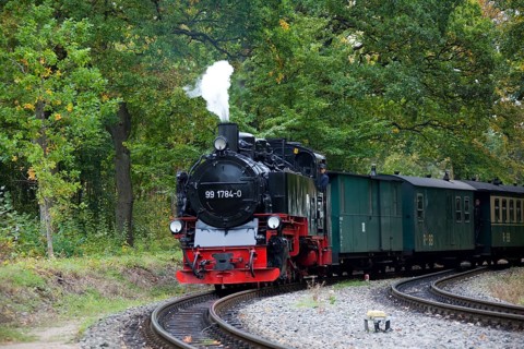 The Rasender Roland steam locomotive, Rügen Island, Mecklenburg-Western Pomerania, Germany, Europe