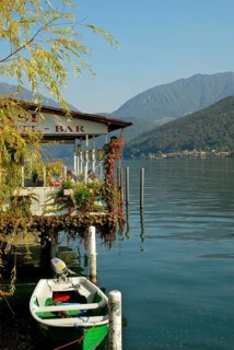 Restaurant on Lake Lugano, Morcote, Ticino, Switzerland, Europe