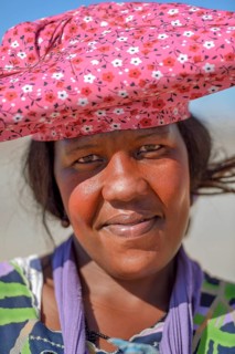 Portrait of a Herero woman, near Khorixas, Kunene Region, Namibia, Africa