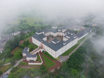 Augustusburg in fog and rain