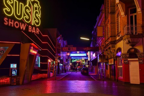 Illuminated sign at the Große Freiheit, Reeperbahn, St. Pauli, Hamburg, Germany, Europe