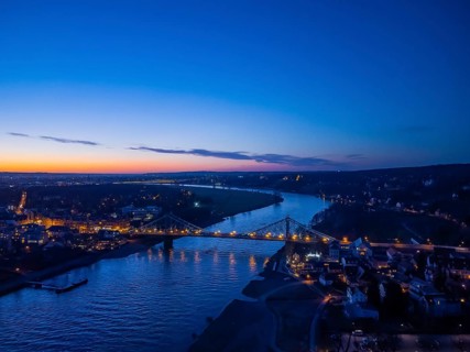 Elbe Bridge Blue Wonder in the Evening
