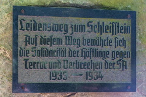 Hohnstein Castle and Town in Saxon Switzerland. Plaques commemorating the time when a concentration