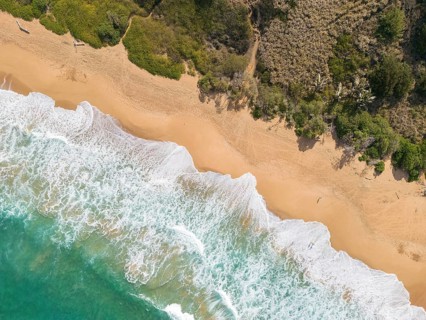 Aerial view of Paliku aka Donkey Beach, Kauai, Hawaii, USA, North America