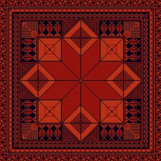 Decorative Palestinian seamless pattern in colors, traditional Tatreez embroidery, vector