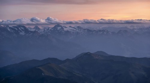 Evening mood, Dramatic mountain landscape, View from Hochkönig, Salzburger Land, Austria, Europe