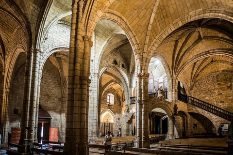 Interior view, church, La Puerta de las Gentes, San Vicente de la Barquera, Cantabria, Spain,