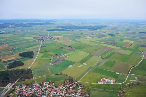 Aerial view of the area around Neumarkt in der Oberpfalz, Bavaria, Germany, Europe