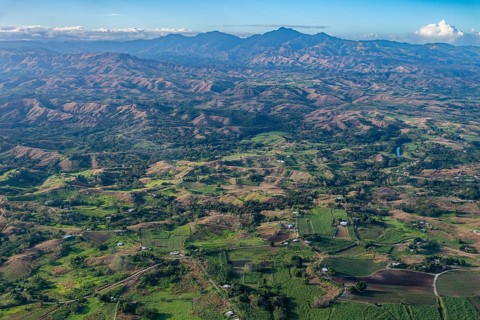 Aerial of Viti Levu, Fiji, South Pacific, Oceania