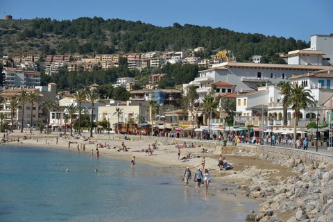 Beach, Puerto de Sóller, Majorca, Balearic Islands, Spain, Europe