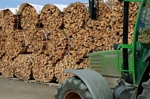 Firewood, split logs, bundled for sale