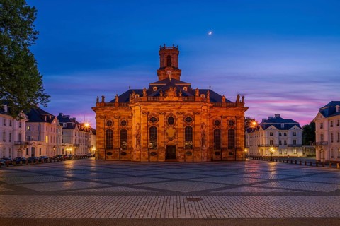 View of the Ludwigskirche in Saarbrücken, Germany, Europe