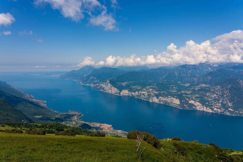 Panoramic view from Monte Baldo on Lake Garda in Italy