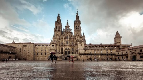 Santiago de Compostela, Spain, September 11th: View on Santiago de Compostela cathedral and Praza