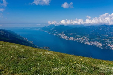 Panoramic view from Monte Baldo on Lake Garda in Italy