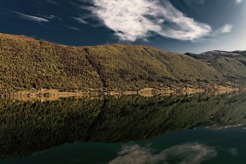 View over the Isfjorden, a fjord in Norway