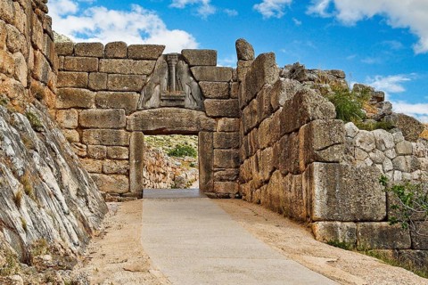 The road to Lion Gate (1.240 B.C.) Mycenae, Greece, Europe