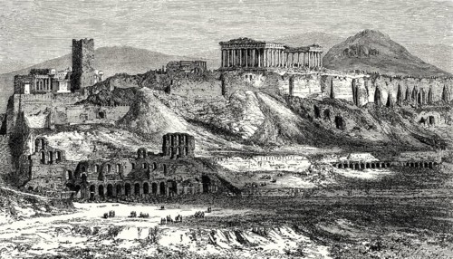 Archaeological excavations at the Acropolis, Athens, Greece, 19th century, Europe
