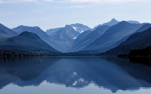 View over the Isfjorden, a fjord in Norway