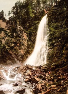 Valley of the Lys and Cascade de Cocur, Luchon, Pyrenees, France, ca 1890, Historical, digitally