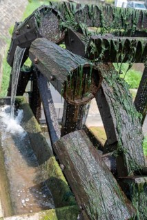 Water pumping wheel on the Altach, Zeil am Main, Lower Franconia, Bavaria, Germany, Europe