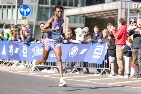 Tadese Takele Ethiopia on Potsdamer Platz at the 50th BMW Berlin Marathon 2024 on 29 September 2024