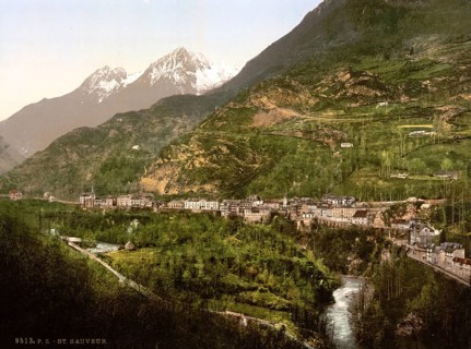 Saint-Sauveur, Pyrenees, France, ca 1890, Historic, digitally restored reproduction from a 19th