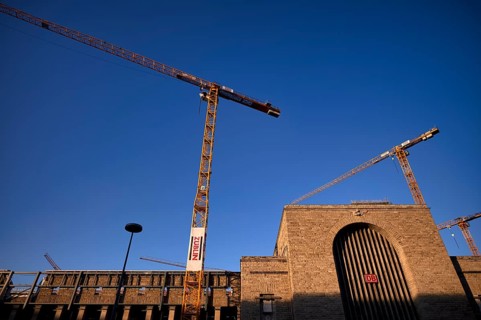 Old Bonatzbau station, cranes, Züblin construction cranes, construction site, Stuttgart 21