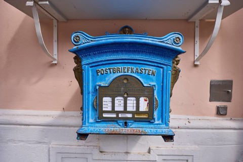 Historic letterbox in Michelstadt, Odenwald, Odenwaldkreis, Hesse, Germany, Europe