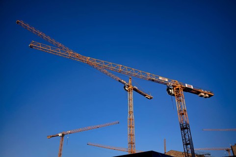Old Bonatzbau station, cranes, Züblin construction cranes, construction site, Stuttgart 21