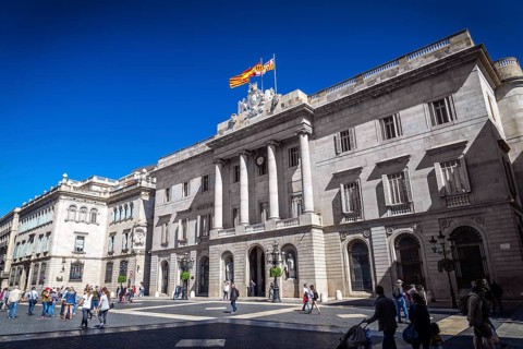 Generalitat Palace building of the Catalan government at Plaza de Sant Jaume barcelona spain