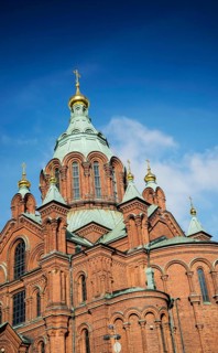 Exterior detail of Uspenski orthodox church cathedral famous landmark in helsinki city finland
