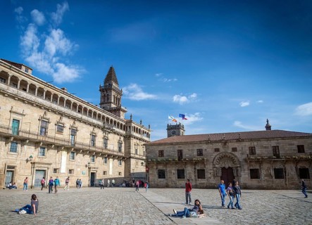 Old town landmark Obradoiro Square near santiago de compostela cathedral spain