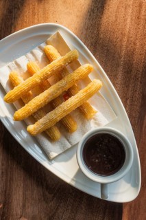 Chocolate and churros traditional spanish breakfast snack food
