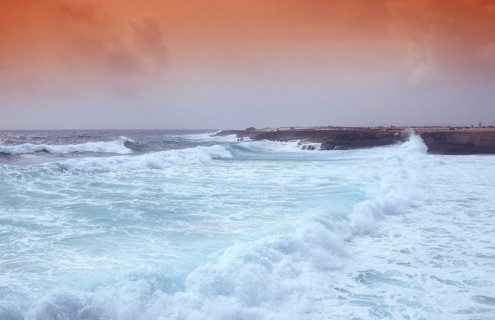Storm on the coast, Netherlands Antilles, Bonaire, Caribbean, Caribbean Sea, Washington Slagbaai