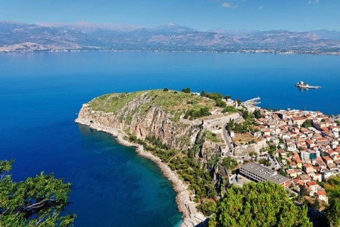 Acronafplia in the bay of Nafplio, Greece, Europe