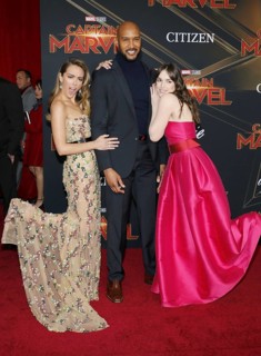 Henry Simmons, Elizabeth Henstridge and Chloe Bennet at the World premiere of 'Captain Marvel' held