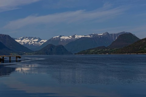 View over the Isfjorden, a fjord in Norway