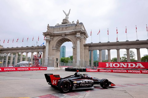 SANTINO FERRUCCI (14) of Woodbury, Connecticut runs through the streets during the Honda Indy